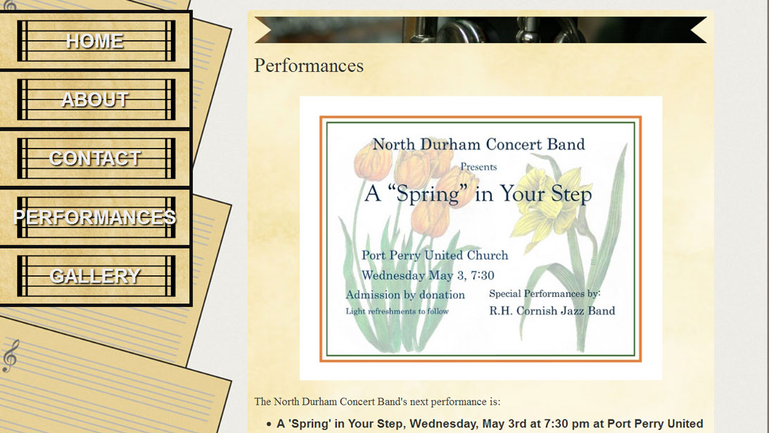 North Durham Concert Band website content